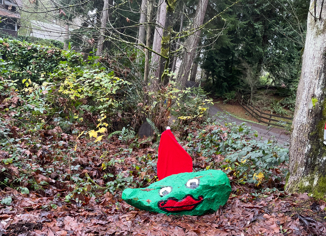 Frog Rock decorated for Christmas 2025