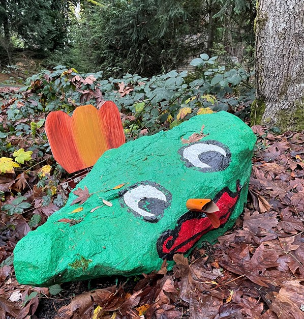 Frog Rock decorated for Thanksgiving 2025